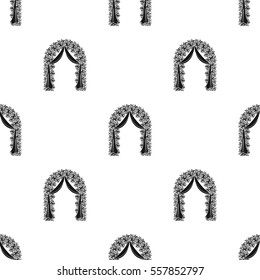 Floral wedding arch icon in black style isolated on white background. Event service pattern stock vector illustration.