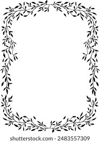 Floral wedding border frame. Ornate botanical frame.