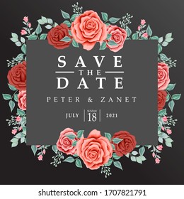 floral wedding card event invitation editable template