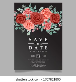 floral wedding card event invitation editable template