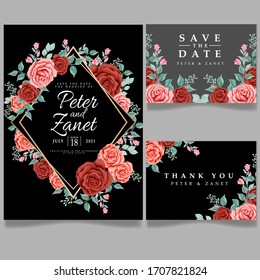 floral wedding card event invitation editable template