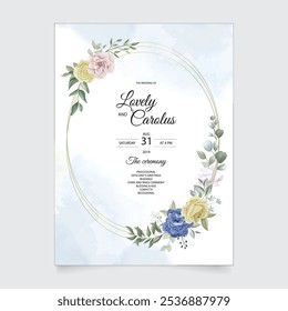 Cartão de casamento floral. Ilustrador e designer. Convites de casamento, salvar a data, Convites de aniversário, Convites de vídeo, E-Cards.