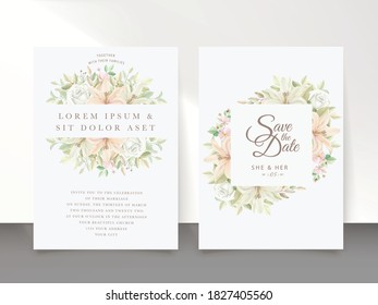 floral wedding card with lily flowers