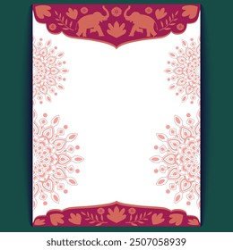 Floral Wedding Card Template with Elegant Ornamentation and Space for Custom Text