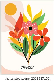 Blumenzettel, Einladungsblätter und Blumen, Vektorgrafik
