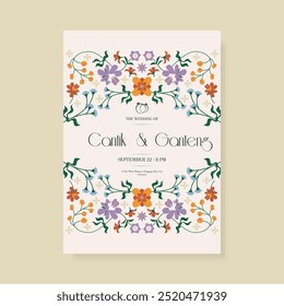 Floral wedding celebration template. Wedding concept poster template. Floral wedding invitation template design