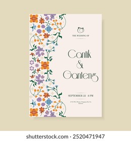 Floral wedding celebration template. Wedding concept poster template. Floral wedding invitation template design