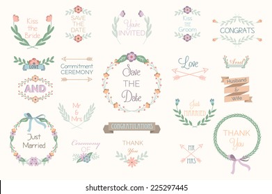 Floral Wedding Elements, Hand Drawn