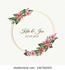 Floral wedding frame template
