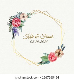 Floral wedding frame template
