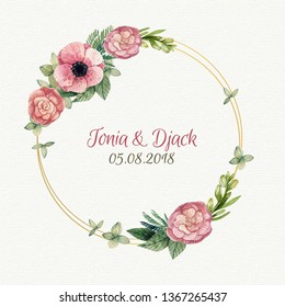 Floral wedding frame template
