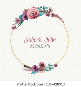 Floral wedding frame template