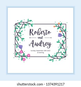 Floral Wedding Frame with unique ornament decoration
