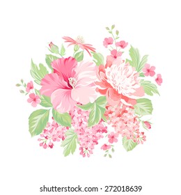 Floral wedding garland for invitation card. Vector illustration.