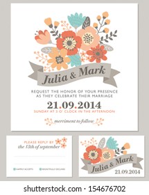 Floral wedding invitation - autumn colors