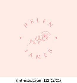 Floral wedding invitation badge design vector