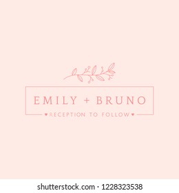 Floral wedding invitation badge design vector