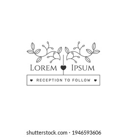 Floral wedding invitation badge design vector.
