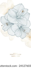 Floral wedding invitation card with amaryllis flowers. Gentle abstract floral background. Vector element for print, design.