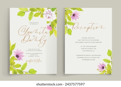 floral wedding invitation card illustration