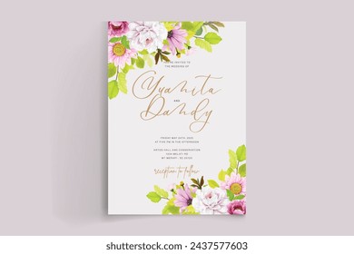 floral wedding invitation card illustration