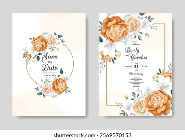 Floral Wedding Invitation Card. Illustrator and designer. Wedding Invites, save the date, Birthday Invites, Video Invites, E-Cards.