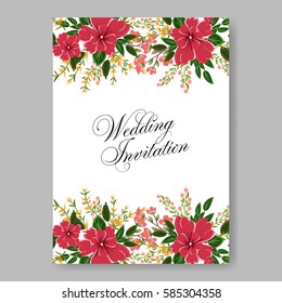 Floral wedding invitation card printable template