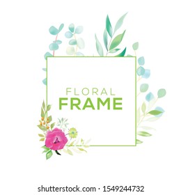 Floral Wedding Invitation card, save the date, thank you, rsvp, table label, menu, details, tage template. Vector. Pink and White Rose flower, Succulent plants