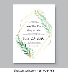 Floral Wedding Invitation card, save the date, thank you, rsvp, table label, menu, details, tage template. Vector. Pink and White Rose flower, Succulent plants