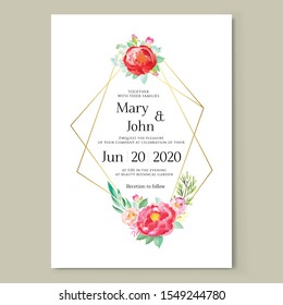 Floral Wedding Invitation card, save the date, thank you, rsvp, table label, menu, details, tage template. Vector. Pink and White Rose flower, Succulent plants