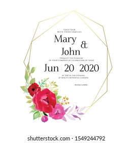 Floral Wedding Invitation card, save the date, thank you, rsvp, table label, menu, details, tage template. Vector. Pink and White Rose flower, Succulent plants