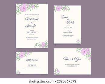 Floral Wedding Invitation Card Suite for Ready to Print.