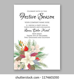 Floral wedding invitation card template rose vector background for baby shower bridal shower invitation Winter floral pattern