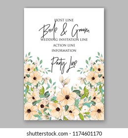 Floral wedding invitation card template rose vector background for baby shower bridal shower invitation Winter floral pattern