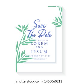 Floral wedding invitation card template. Wedding foliage ornament concept. Floral poster, invitation. Vector decorative greeting card and invitation design background. Foliage card template