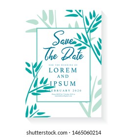 Floral wedding invitation card template. Wedding foliage ornament concept. Floral poster, invitation. Vector decorative greeting card and invitation design background. Foliage card template