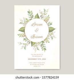 floral wedding invitation card template greenery plants