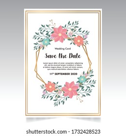 Floral wedding invitation card template