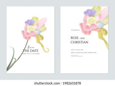 Floral Wedding Invitation Card Template Design, Fancy Flower On White