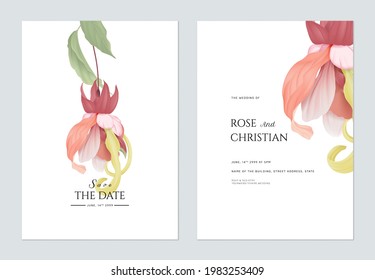 Floral wedding invitation card template design, fancy flower on white