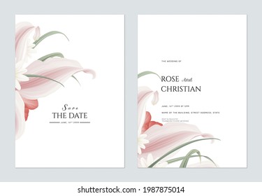 Floral Wedding Invitation Card Template Design, Various Flowers Bouquet On White