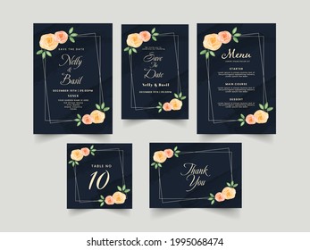 Floral Wedding Invitation Card Template Design In Five Options.