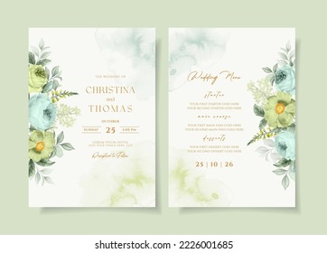 Floral wedding invitation card template