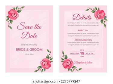 Floral wedding invitation card template  