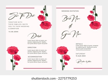 Floral wedding invitation card template  