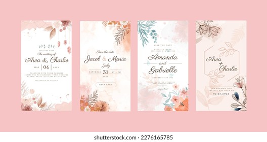 Floral wedding invitation card template design, instagram template