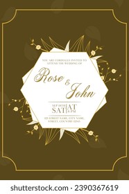 Floral Wedding Invitation Card Template Design with Event Details for Ready to Print.
