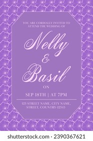 Floral Wedding Invitation Card Template Layout in Flower Pattern.