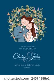 Floral wedding invitation card template design