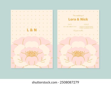 Floral wedding invitation card template design with Camellia flower